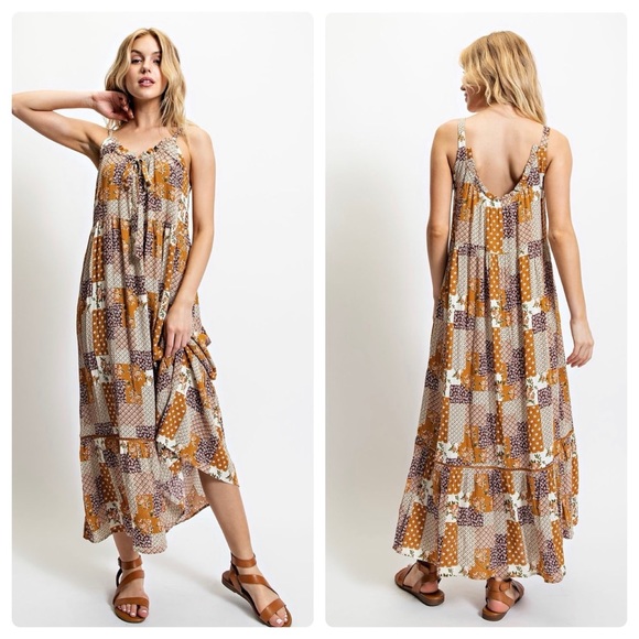 A Girl Thing Dresses & Skirts - $20 start 195 LAST ONE 💜💜Quilt Style Mix Print Midi Dress